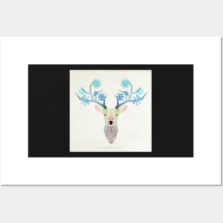 deer winter Posters and Art